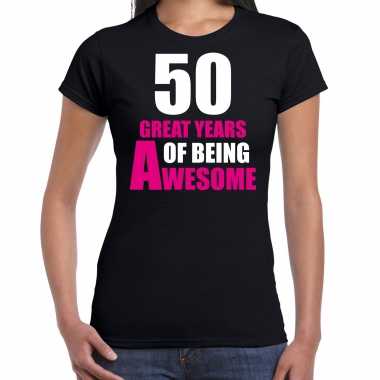 50 great years of being awesome sarah verjaardag cadeau t-shirt zwart voor dames