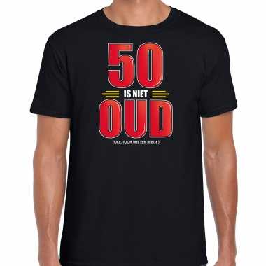 50 is niet oud verjaardag cadeau / abraham t-shirt zwart voor heren