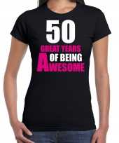 50 great years of being awesome sarah verjaardag cadeau t-shirt zwart voor dames