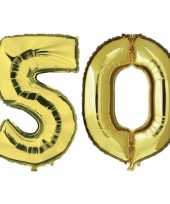 50 jaar gouden folie ballonnen 88 cm leeftijd cijfer
