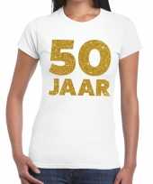 50 jaar gouden glitter verjaardag t shirt wit dames