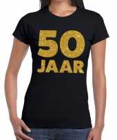 50 jaar gouden glitter verjaardag t shirt zwart dames