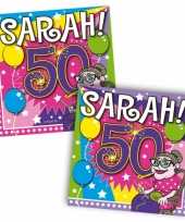 60x 50 jaar sarah leeftijd feest servetten 25 x 25 cm