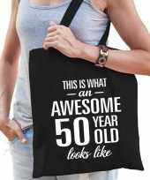 Awesome 50 year geweldig 50 jaar cadeau tas zwart voor dames