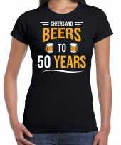 Cheers and beers 50 jaar verjaardag cadeau t shirt zwart voor dames