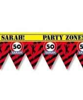 Party zone tape markeerlint 50 sarah 12 meter feestdecoratie feestversiering